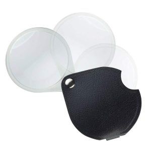 זכוכית מגדלת כיס מתקפלת עם כיסוי עור